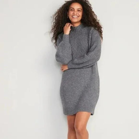 Old Navy Grey-Blue Chunky Knit Sweater Dress – Cozy Winter Vibes ❄️💙 (Size L) - Picture 2 of 10